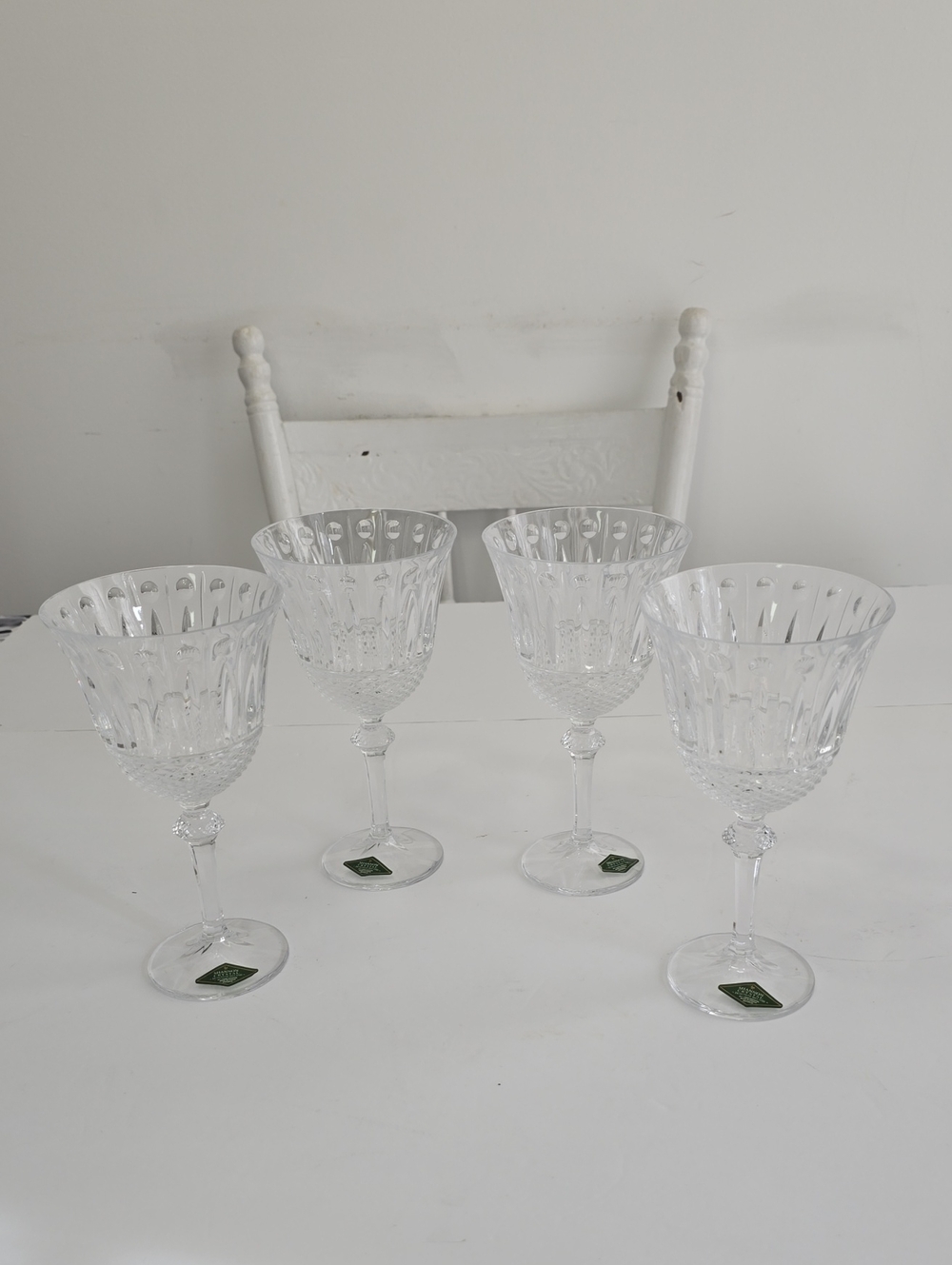 New Vintage Shannon Crystal Set Of 4 Crysral Godinger Sutton Water Goblets Czech